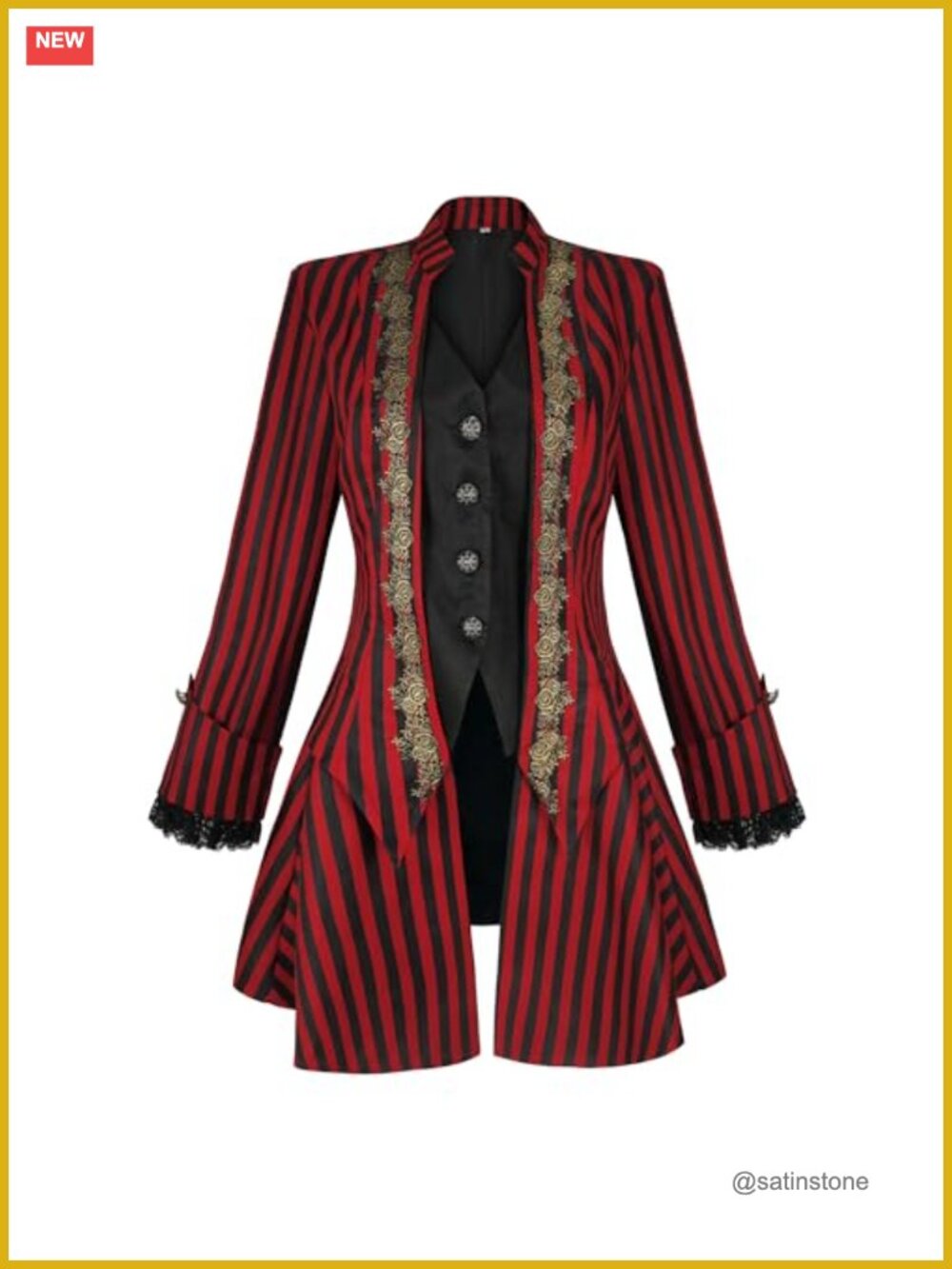 Women's Gothic Pirate Coat Steampunk Tailcoat Embroidery Polyester Costume